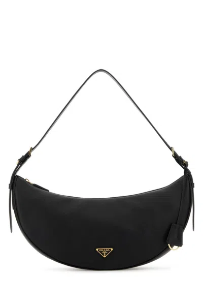 PRADA BLACK LARGE DEMI-LUNE SHOULDER BAG