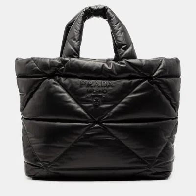 Pre-owned Prada Black Large Quilted Nappa Padded Tote