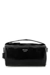 Prada Black Lather Handbag In Black