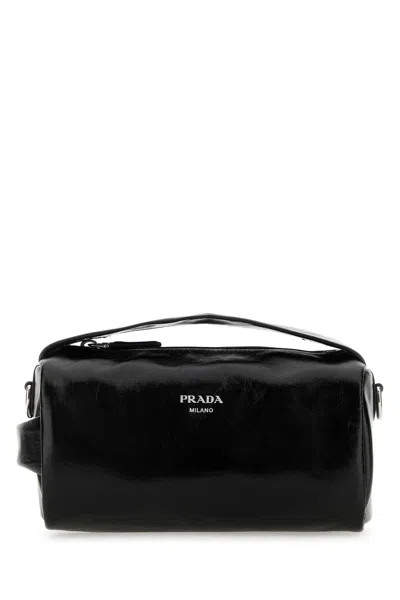PRADA BLACK LATHER HANDBAG