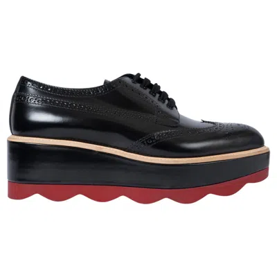 Pre-owned Prada Black Leather 2017 Platform Brogue Oxford Shoes 38