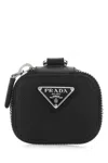 Prada Black Leather Air Pods Case In Black