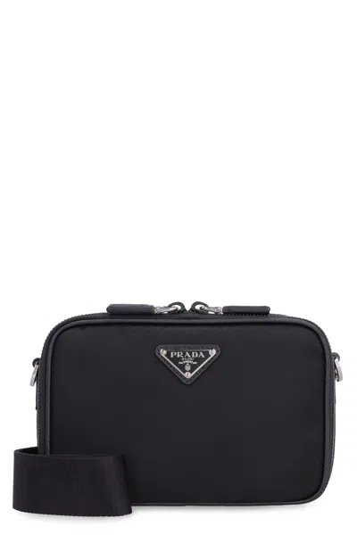 Prada Black Leather And Nylon Crossbody Bag