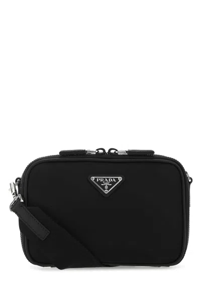 Prada Black Leather And Nylon Crossbody Bag In F0002