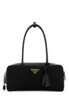 Prada Black Leather And Re-nylon Handbag In Black