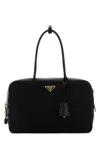 Prada Black Leather And Re-nylon Handbag