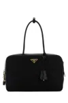 Prada Black Leather And Re-nylon Handbag In Black