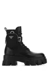 Prada Black Leather And Re-nylon Monolith Ankle Boots
