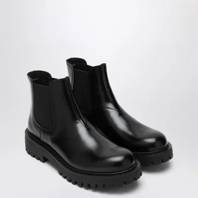 PRADA BLACK LEATHER ANKLE BOOT
