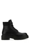 Prada Logo-plaque Leather Ankle Boots In Black