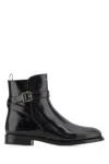Prada Chocolate Calfskin Chelsea Ankle Boots In Black