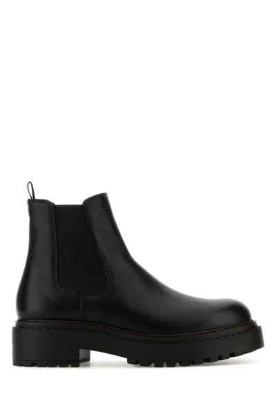 Prada Black Leather Ankle Boots