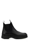 Prada Chunky Sole Leather Ankle Boots In Black