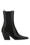 Prada Streamlined Leather Ankle Boots With Pointed Toe