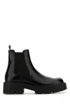 Prada Men's Monolith Brushed Leather Chelsea Boots In Black