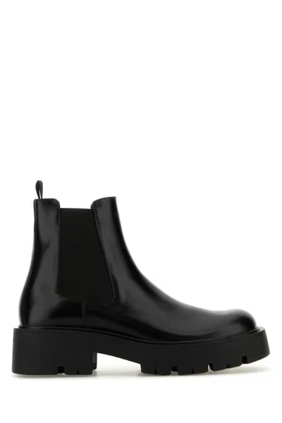PRADA BLACK LEATHER ANKLE BOOTS
