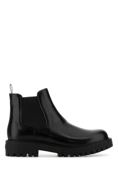 PRADA BLACK LEATHER ANKLE BOOTS