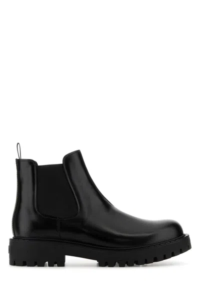 PRADA BLACK LEATHER ANKLE BOOTS