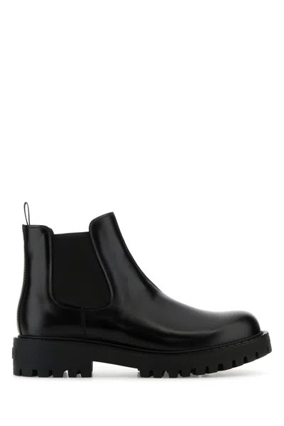 Prada Black Leather Ankle Boots
