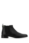 Prada Leather Boots With Logo Print In Black