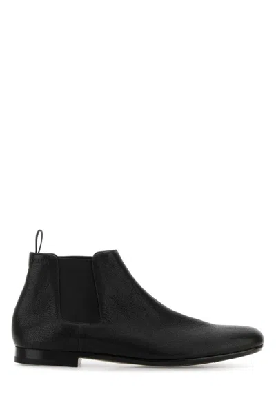 PRADA MEN BLACK LEATHER ANKLE BOOTS, 7 LUXURY BOOTS FOR MEN DARVEYS