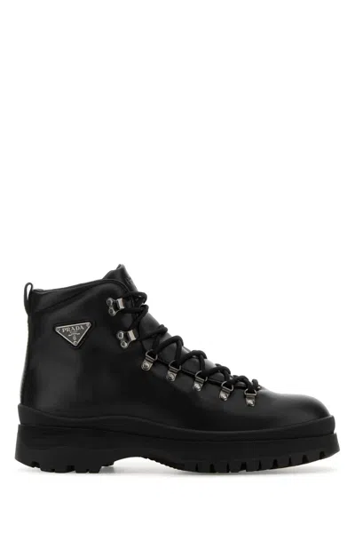 Prada Logo Plaque-detailing Boots In Black