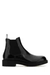 Prada Black Leather Ankle Boots In Black