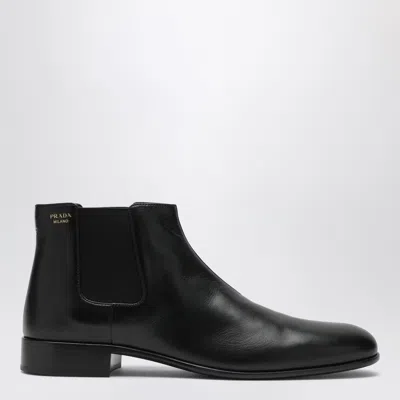 Prada Black Leather Ankle Boots