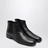 Prada Black Leather Ankle Boots In Black