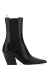 Prada Streamlined Leather Ankle Boots With Pointed Toe In Black