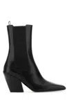 Prada Streamlined Leather Ankle Boots With Pointed Toe In F0002