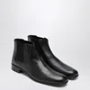 Prada Black Leather Ankle Boots In Multi