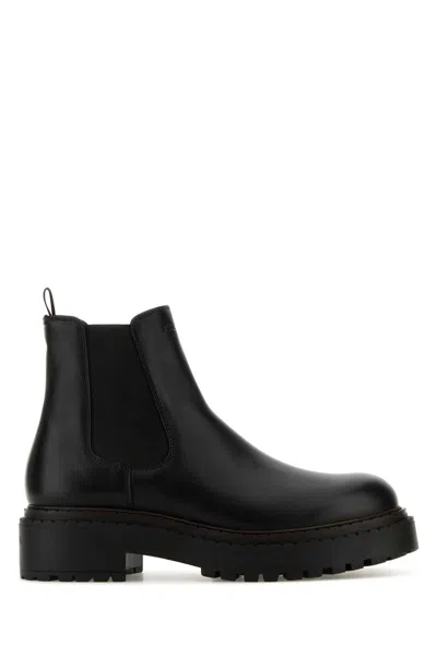 PRADA BLACK LEATHER ANKLE BOOTS