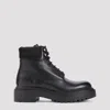 Prada Polished Leather Boots With Sole And Lace-up Design In Nero