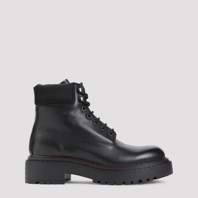 PRADA BLACK LEATHER ANKLE BOOTS