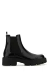 Prada Mens Black Logo-debossed Heeled Leather Chelsea Boots In Nero