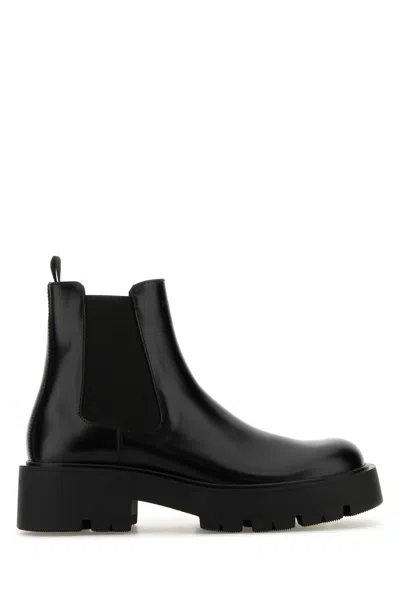 PRADA BLACK LEATHER ANKLE BOOTS