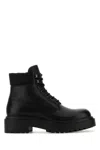 Prada Black Leather Ankle Boots In Nero
