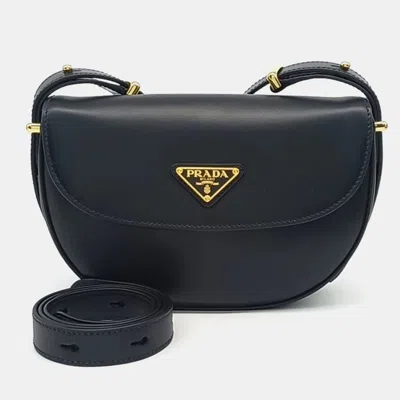 Pre-owned Prada Black Leather Arche Flap Shoulder Bag (1bd365)