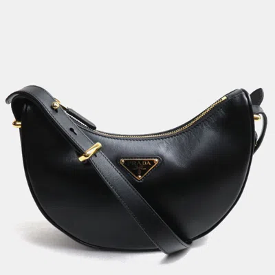 Pre-owned Prada Black Leather Arque Shoulder Bag