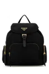 Prada Black Leather Backpack In Black