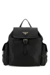 Prada Black Leather Backpack In Black