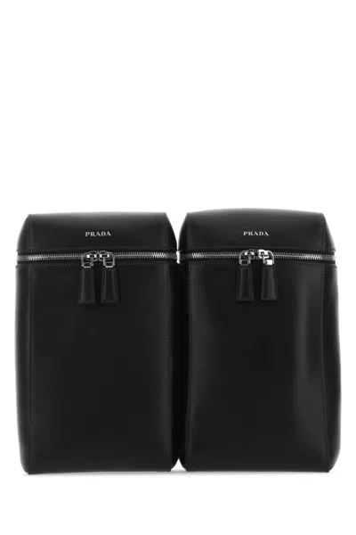 PRADA MEN BLACK LEATHER BACKPACK, ONESIZE LUXURY BACKPACKS FOR MEN DARVEYS