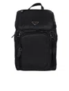 Prada Triangle Plaque Backpack In Black
