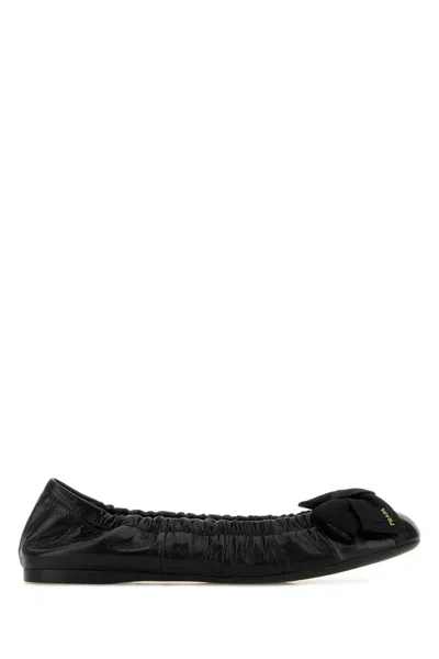 Prada Black Leather Ballerinas
