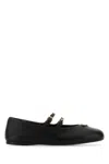 Prada Black Leather Ballet Flats