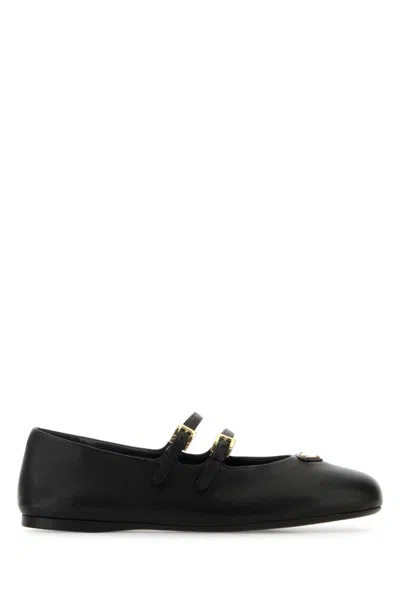 Prada Black Leather Ballet Flats