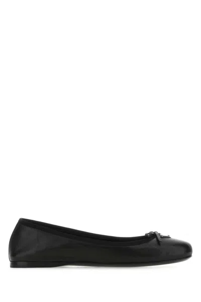 Prada Black Leather Ballet Flats