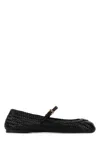 Prada Black Leather Ballet Flats In Black