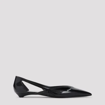 PRADA BLACK LEATHER BALLET FLATS